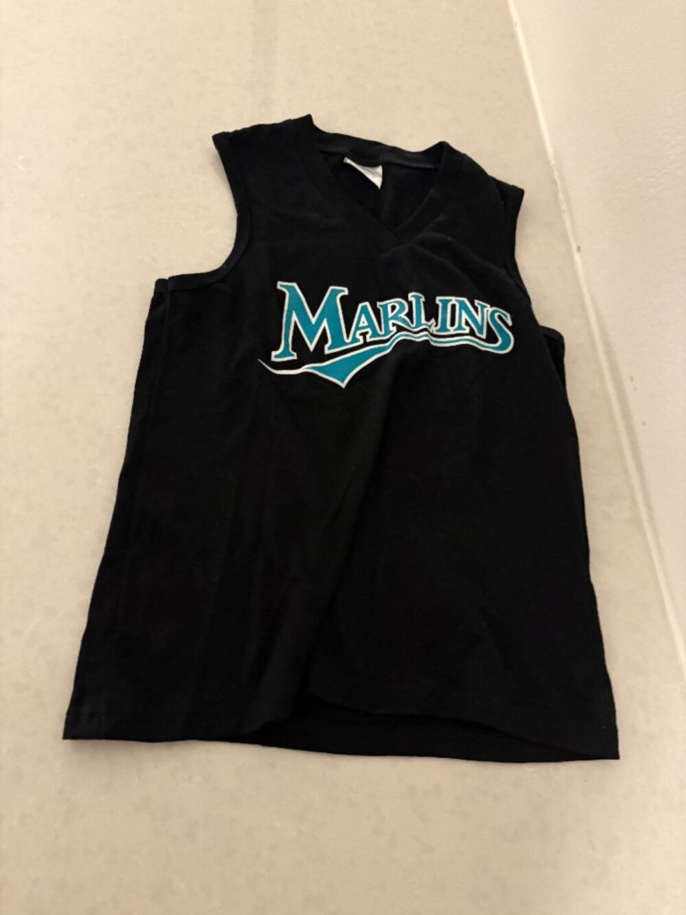 Miami Marlins Tank Top Small XXS Xtra Xtra Small Black Majestic Cotton Blend